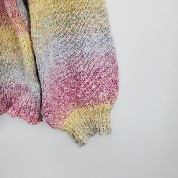 ee:some rainbow pastel ombre v-neck balloon sleeve sweater women's size m/l - Picture 3 of 5